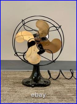 Antique 9 Emerson Junior Oscilatting Fan Early Red Badge. Beautiful. Works well