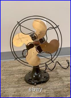 Antique 9 Emerson Junior Oscilatting Fan Early Red Badge. Beautiful. Works well