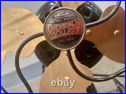 Antique 9 Emerson Junior Oscilatting Fan Early Red Badge. Beautiful. Works well