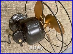 Antique 9 Emerson Junior Oscilatting Fan Early Red Badge. Beautiful. Works well
