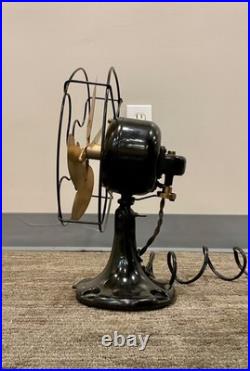 Antique 9 Emerson Junior Oscilatting Fan Early Red Badge. Beautiful. Works well