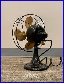 Antique 9 Emerson Junior Oscilatting Fan Early Red Badge. Beautiful. Works well