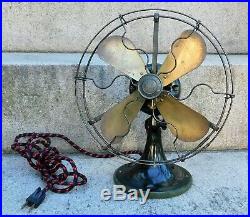 Antique 9 GE Whiz Electric Fan Vintage Old Brass Blades Runs Smooth