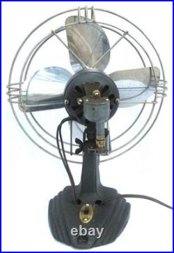 Antique ART DECO Chrome & Black Vintage Oscillating Electric Fan Works Well Antique ART DECO Chrome & Black Vintage Oscillating Electric Fan Works Well