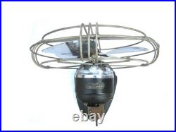 Antique ART DECO Chrome & Black Vintage Oscillating Electric Fan Works Well