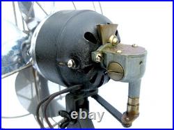 Antique ART DECO Chrome & Black Vintage Oscillating Electric Fan Works Well