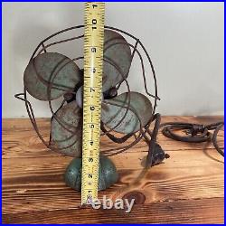 Antique A. G. Redmond Co. Desk Fan WORKS Art Deco Turquoise RARE 10 4 Blade