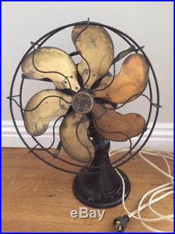 Antique Brass 6 Blade And Cage Oscillating 3 Speed Fan 13 Cage. Emerson 24666