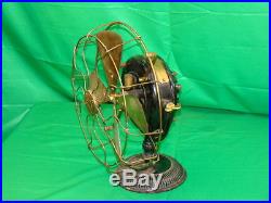 Antique Brass Blade & Cage GE General Electric Pancake 1898 Fan Fancy Base 125c