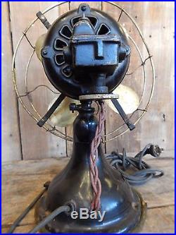 Antique Brass Blade & Cage Robbins & Myers Oscillating Elec Fan Vtg Industrial
