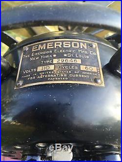 Antique Brass Blade Emerson Fan Model 29646 Oscillating 3 Speeds Circa 1922