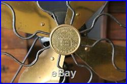 Antique Brass Blade Fan Sears & Roebuck 10 blades desk table top parts repair