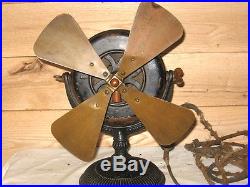 Antique Brass Blade General Electric GE Fan Pancake Motor Type Ul Form E7 1800'S