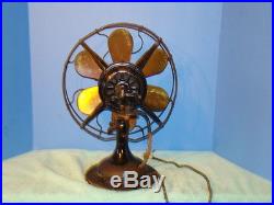 Antique Brass Blade R&M Electric AC Electric Fan 12 Oscillator Industrial 6 BL