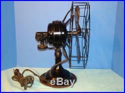 Antique Brass Blade R&M Electric AC Electric Fan 12 Oscillator Industrial NICE 1