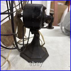 Antique Brass & Cast Iron Black Electric Table Fan Decorative Collectible WORKS