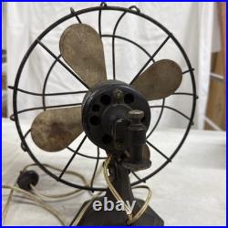 Antique Brass & Cast Iron Black Electric Table Fan Decorative Collectible WORKS