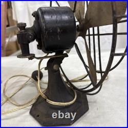 Antique Brass & Cast Iron Black Electric Table Fan Decorative Collectible WORKS