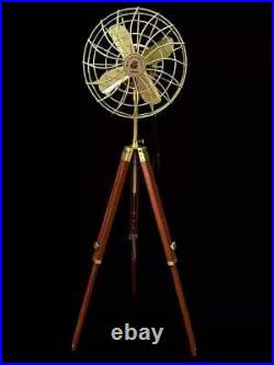 Antique Brass Golden Nautical Adjustable Hight Vintage Look Tripod Floor Fan Antique Brass Golden Nautical Adjustable Hight Vintage Look Tripod Floor Fan