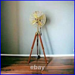 Antique Brass Golden Nautical Adjustable Hight Vintage Look Tripod Floor Fan Antique Brass Golden Nautical Adjustable Hight Vintage Look Tripod Floor Fan