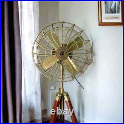 Antique Brass Golden Nautical Adjustable Hight Vintage Look Tripod Floor Fan Antique Brass Golden Nautical Adjustable Hight Vintage Look Tripod Floor Fan