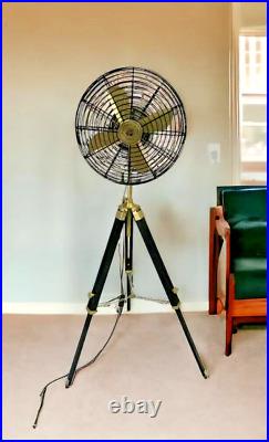 Antique Brass Vintage Reproduction electric floor fan with Tripod-Vintage