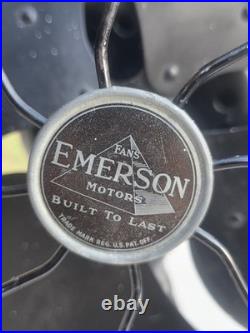 Antique CAST IRON EMERSON THE ELECTRIC MFG CO. 3 SPEED OSCILLATING FAN DESK FAN