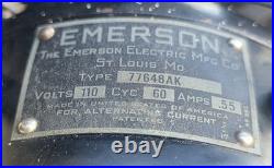 Antique CAST IRON EMERSON THE ELECTRIC MFG CO. 3 SPEED OSCILLATING FAN DESK FAN