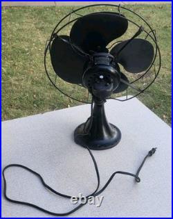 Antique CAST IRON EMERSON THE ELECTRIC MFG CO. 3 SPEED OSCILLATING FAN DESK FAN