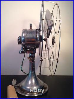 Antique CENTURY 16 Electric Hospital Fan Vintage Chrome Brass Patented 1914