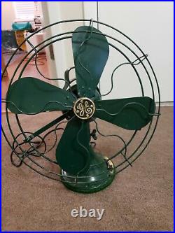 Antique Cast Iron GE General Electric 16 Oscillating Fan with 4 Blades 3 speed