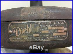 Antique Ceiling Fan Vintage Diehl Electric Cast Iron