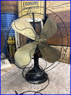 Antique Century 16 Oscillating Table Desk Fan Brass 4 Blade Deco PARTS S3 152