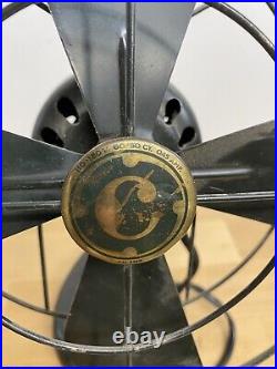 Antique Century Brass 4 Blade Working Black Oscillating Fan With Switch