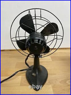 Antique Century Brass 4 Blade Working Black Oscillating Fan With Switch