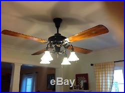 Antique Century Cast Iron Electric Ceiling Fan with Lights NICE Pat. 1914
