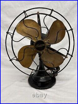 Antique Century S2-10 Inch Brass Blade Table Fan Model 55