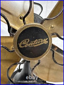 Antique Century S2-10 Inch Brass Blade Table Fan Model 55
