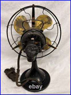Antique Century S2-10 Inch Brass Blade Table Fan Model 55