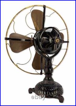 Antique Circa 1906 Original Condition 16 Diehl Ornate Base Brass Desk Fan