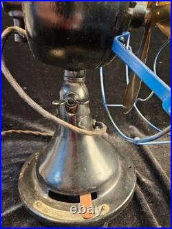 Antique Colonial Peerless 12 Table Fan Brass Blades BLUE CAGE Adjustable Speed