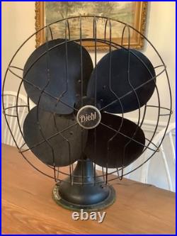 Antique DIEHL Electric Fan 16 Vintage 3 Speed OSCILLATING SEE VIDEO