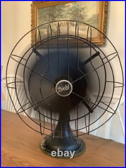Antique DIEHL Electric Fan 16 Vintage 3 Speed OSCILLATING SEE VIDEO
