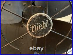 Antique DIEHL Electric Fan 16 Vintage 3 Speed OSCILLATING SEE VIDEO