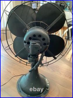 Antique DIEHL Electric Fan 16 Vintage 3 Speed OSCILLATING SEE VIDEO