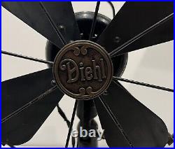 Antique Diehl Fan 12 Manufacturing Co. Vintage Desktop Tabletop Powerful RARE