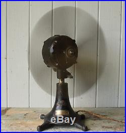 Antique ECK Hurricane Oscillating Alternating Current Electric Fan Works No Cage