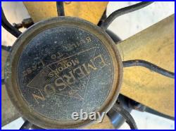 Antique EMERSON Pancake Motor Electric Brass 4 Fan Blades original