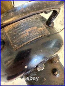 Antique EMERSON Pancake Motor Electric Brass 4 Fan Blades original