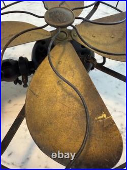 Antique EMERSON Pancake Motor Electric Brass 4 Fan Blades original